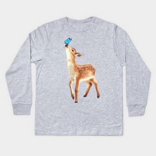 Butterfly and Fawn Kids Long Sleeve T-Shirt